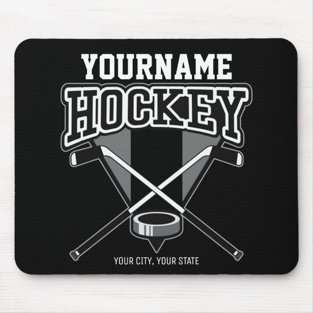 Personalized NAME Hockey Player Stick Puck Team   Mouse Pad (Front)