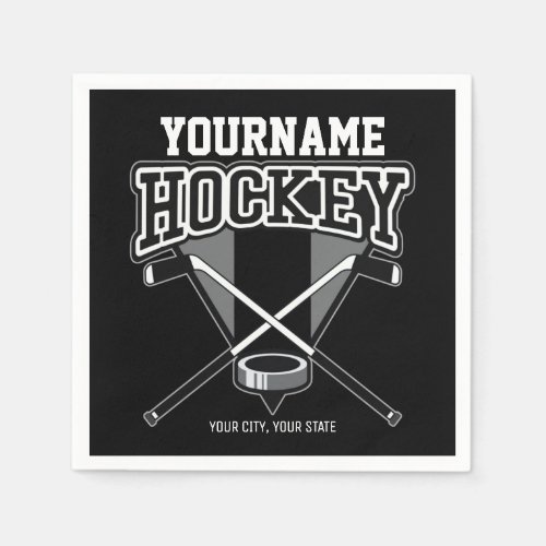 Personalized NAME Hockey Player Stick Puck Team  Napkins