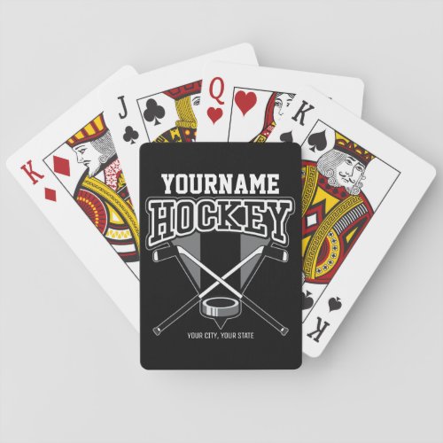 Personalized NAME Hockey Player Stick Puck Team  Playing Cards