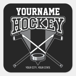 Personalized NAME Hockey Player Stick Puck Team   Square Sticker