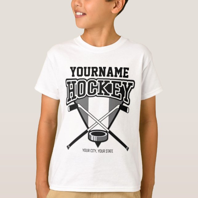 Personalized NAME Hockey Player Stick Puck Team   T-Shirt (Front)
