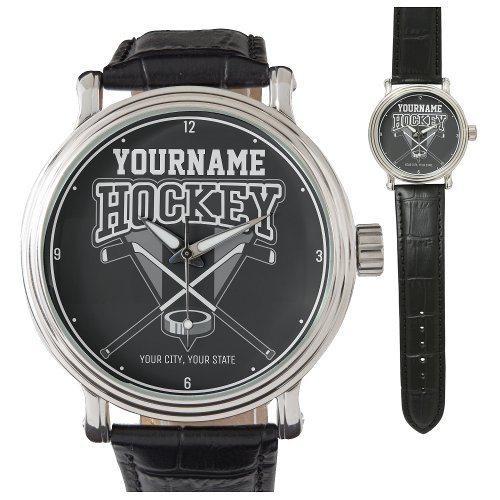 Personalized NAME Hockey Player Stick Puck Team Watch