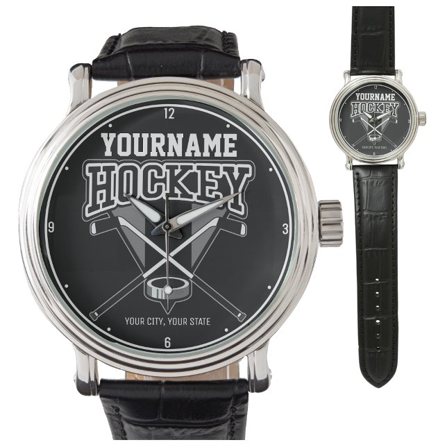 Personalized NAME Hockey Player Stick Puck Team Watch (Creator Uploaded)