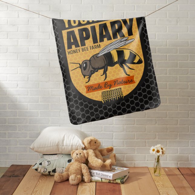 Personalized NAME Honey Bee Apiary Beehives Farm  Baby Blanket (In Situ)