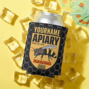 Personalized NAME Honey Bee Apiary Beehives Farm  Can Cooler