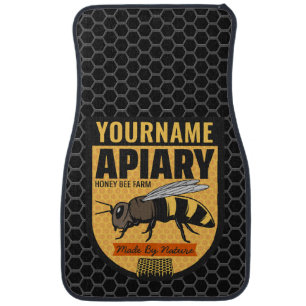 Personalized NAME Honey Bee Apiary Beehives Farm Car Floor Mat