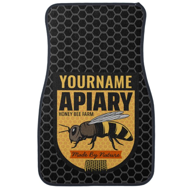 Personalized NAME Honey Bee Apiary Beehives Farm  Car Floor Mat (Front)