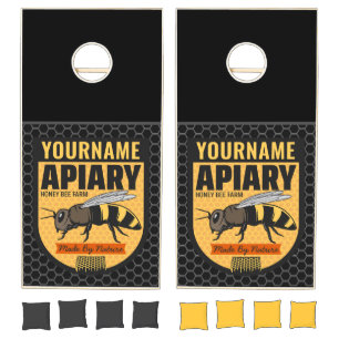 Personalized NAME Honey Bee Apiary Beehives Farm Cornhole Set