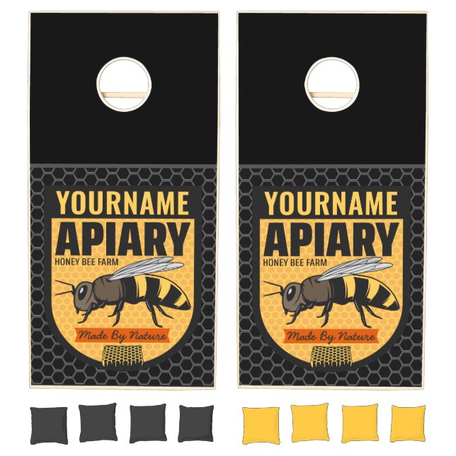 Personalized NAME Honey Bee Apiary Beehives Farm  Cornhole Set (Set)