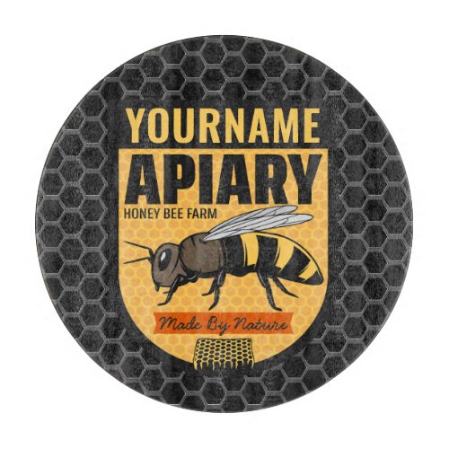 Personalized NAME Honey Bee Apiary Beehives Farm  Cutting Board