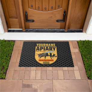 Personalized NAME Honey Bee Apiary Beehives Farm Doormat