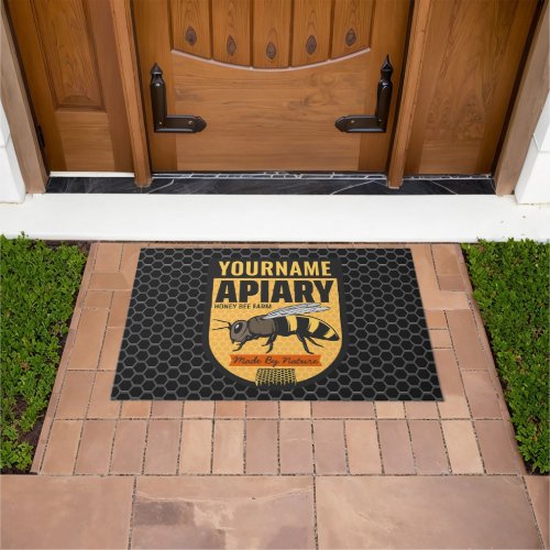 Personalized NAME Honey Bee Apiary Beehives Farm  Doormat