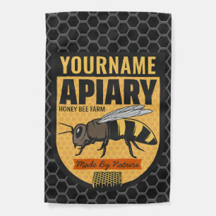 Personalized NAME Honey Bee Apiary Beehives Farm Garden Flag
