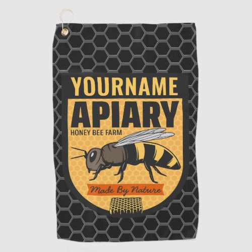 Personalized NAME Honey Bee Apiary Beehives Farm  Golf Towel