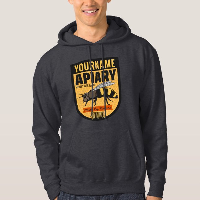 Personalized NAME Honey Bee Apiary Beehives Farm  Hoodie (Front)