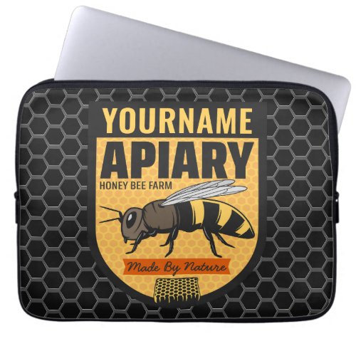 Personalized NAME Honey Bee Apiary Beehives Farm  Laptop Sleeve