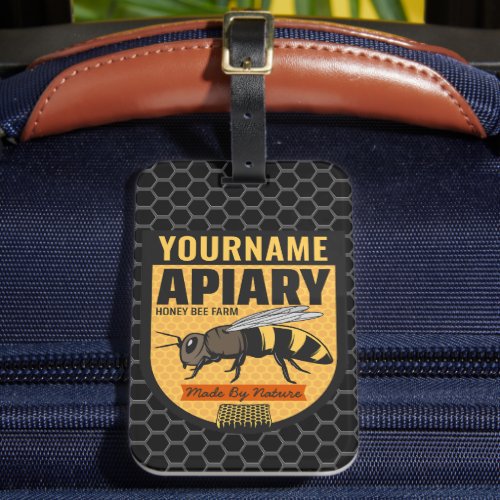 Personalized NAME Honey Bee Apiary Beehives Farm  Luggage Tag