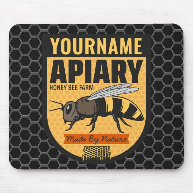 Personalized NAME Honey Bee Apiary Beehives Farm  Mouse Pad (Front)