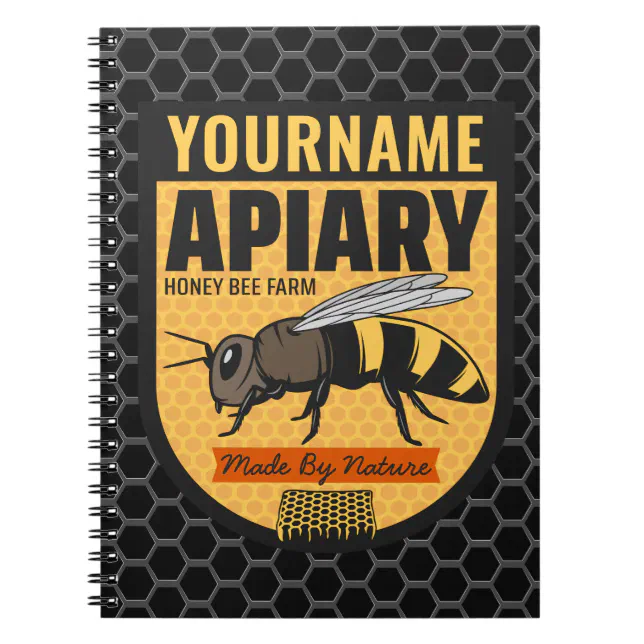 Personalized NAME Honey Bee Apiary Beehives Farm Notebook | Zazzle