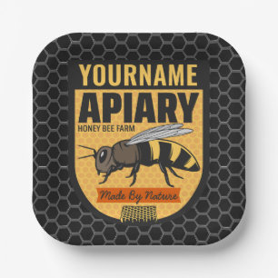 Personalized NAME Honey Bee Apiary Beehives Farm Paper Plates