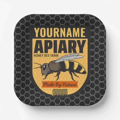 Personalized NAME Honey Bee Apiary Beehives Farm  Paper Plates