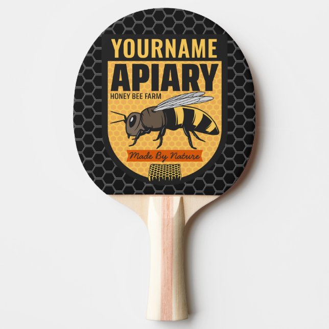 Personalized NAME Honey Bee Apiary Beehives Farm  Ping Pong Paddle (Front)