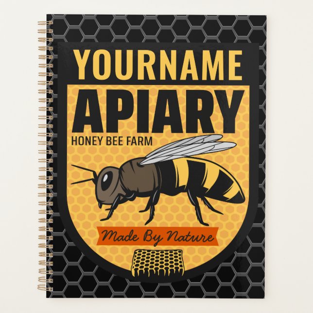Personalized NAME Honey Bee Apiary Beehives Farm  Planner (Front)