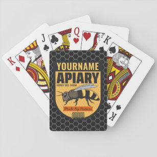 Personalized NAME Honey Bee Apiary Beehives Farm  Playing Cards