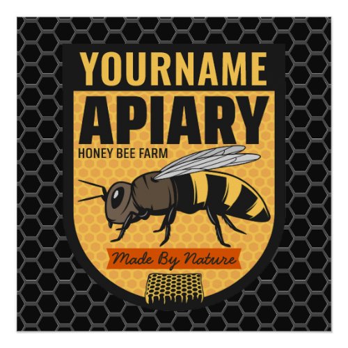 Personalized NAME Honey Bee Apiary Beehives Farm  Poster