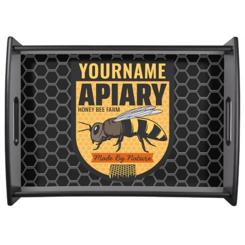 Personalized NAME Honey Bee Apiary Beehives Farm  Serving Tray