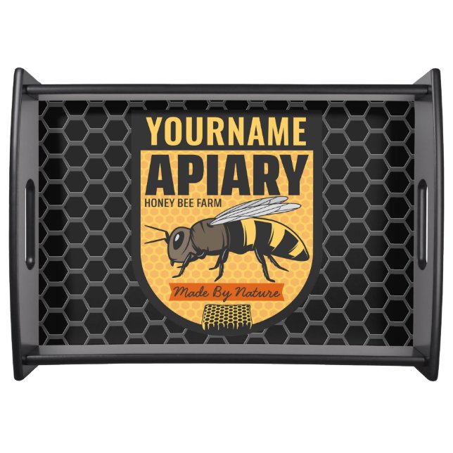 Personalized NAME Honey Bee Apiary Beehives Farm  Serving Tray (Front)