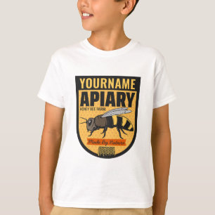 Personalized NAME Honey Bee Apiary Beehives Farm T-Shirt