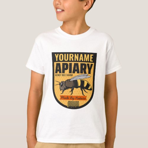 Personalized NAME Honey Bee Apiary Beehives Farm  T_Shirt