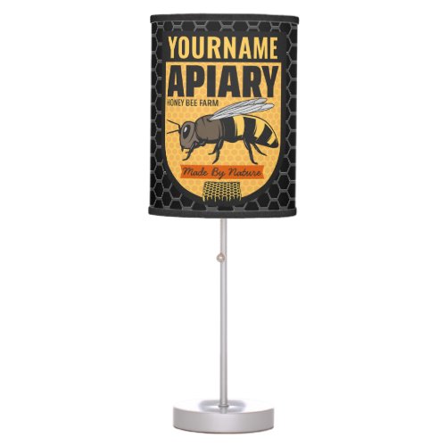 Personalized NAME Honey Bee Apiary Beehives Farm  Table Lamp