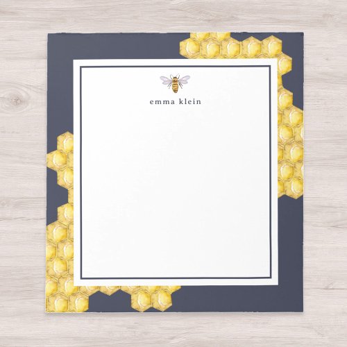 Personalized Name Honey Bee Navy Blue Notepad