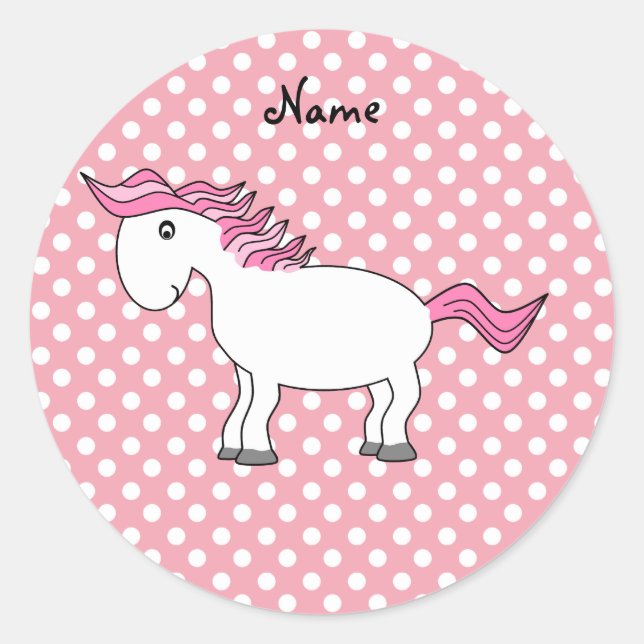 Personalized name horse classic round sticker (Front)
