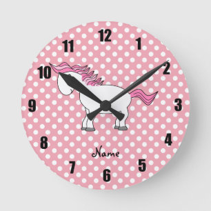 Personalized name horse round clock