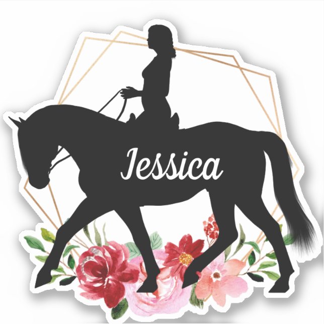 Personalized Name horse Silhouette Equestrian Stic Sticker (Front)