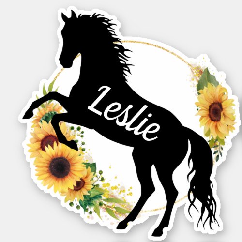 Personalized Name horse Silhouette Equestrian  Sticker