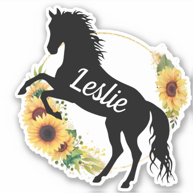 Personalized Name horse Silhouette Equestrian  Sticker (Front)
