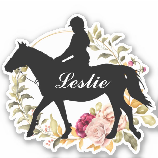 Personalized Name horse Silhouette Equestrian  Sticker (Front)
