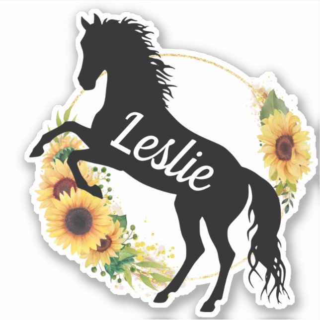 Personalized Name horse Silhouette Equestrian Sticker (Front)