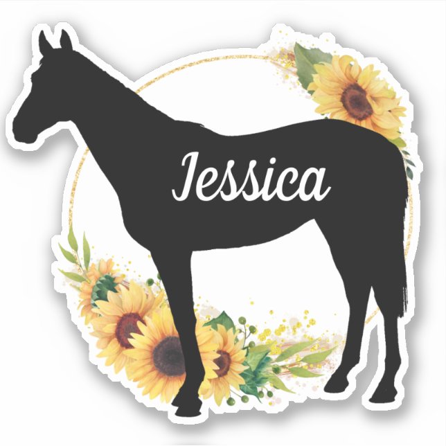 Personalized name horse silhouette Sticker  (Front)