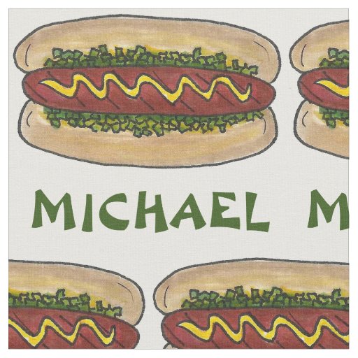 Personalized Name Hot Dog Mustard Relish Picnic Fabric