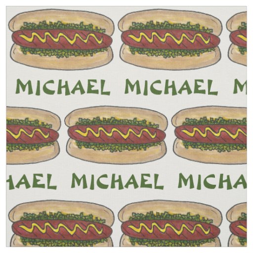 Personalized Name Hot Dog Mustard Relish Picnic Fabric