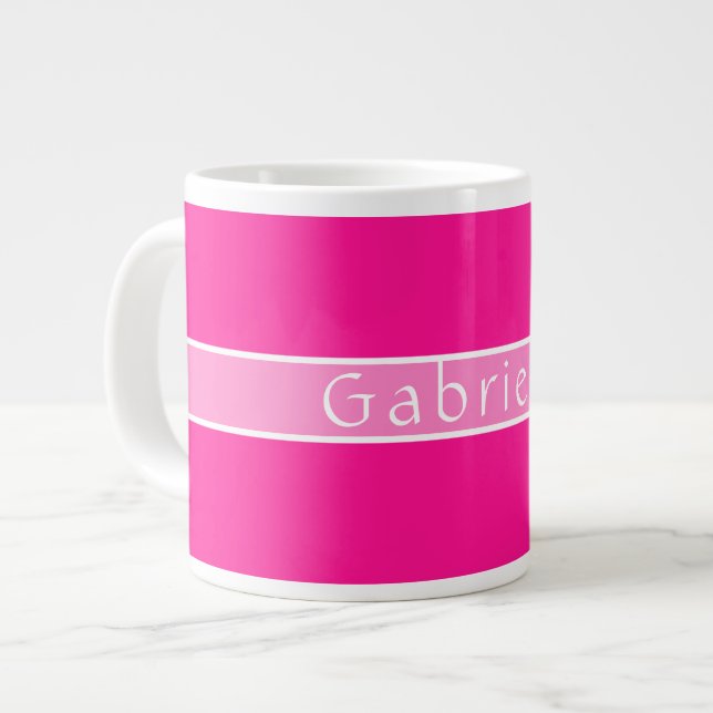Personalized Name Hot Pink Giant Coffee Mug (Front Left)