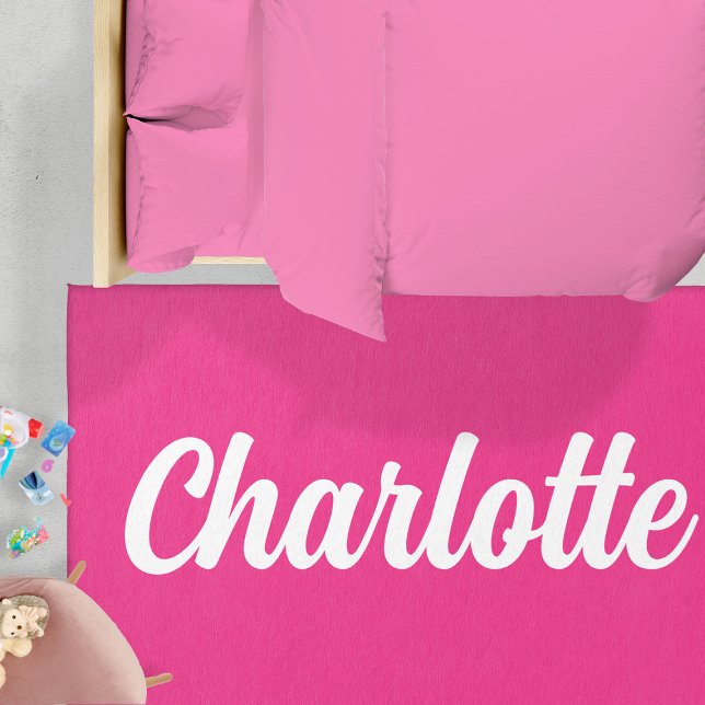 Personalized Name Hot Pink Girl Bedroom Floor Rug (Personalized Name Hot Pink Girl Bedroom Floor Rug
)