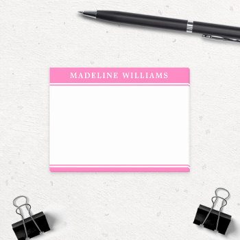 Personalized Name Hot Pink Post It Notes by DoodlesGiftShop at Zazzle