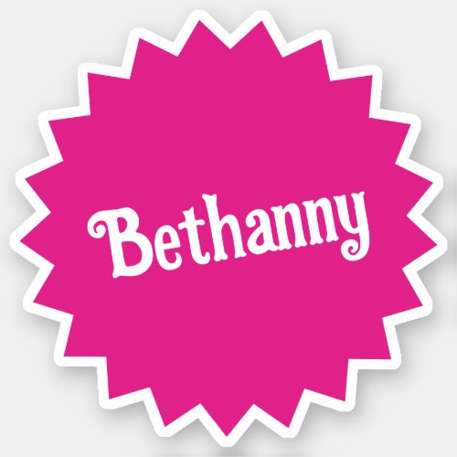 Personalized Name Hot Pink Rosette Sticker