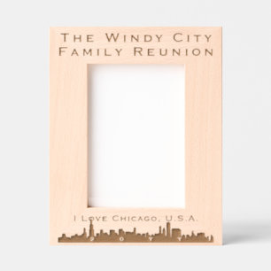 Personalized Name, I Love Chicago USA City Skyline Engraved Frames